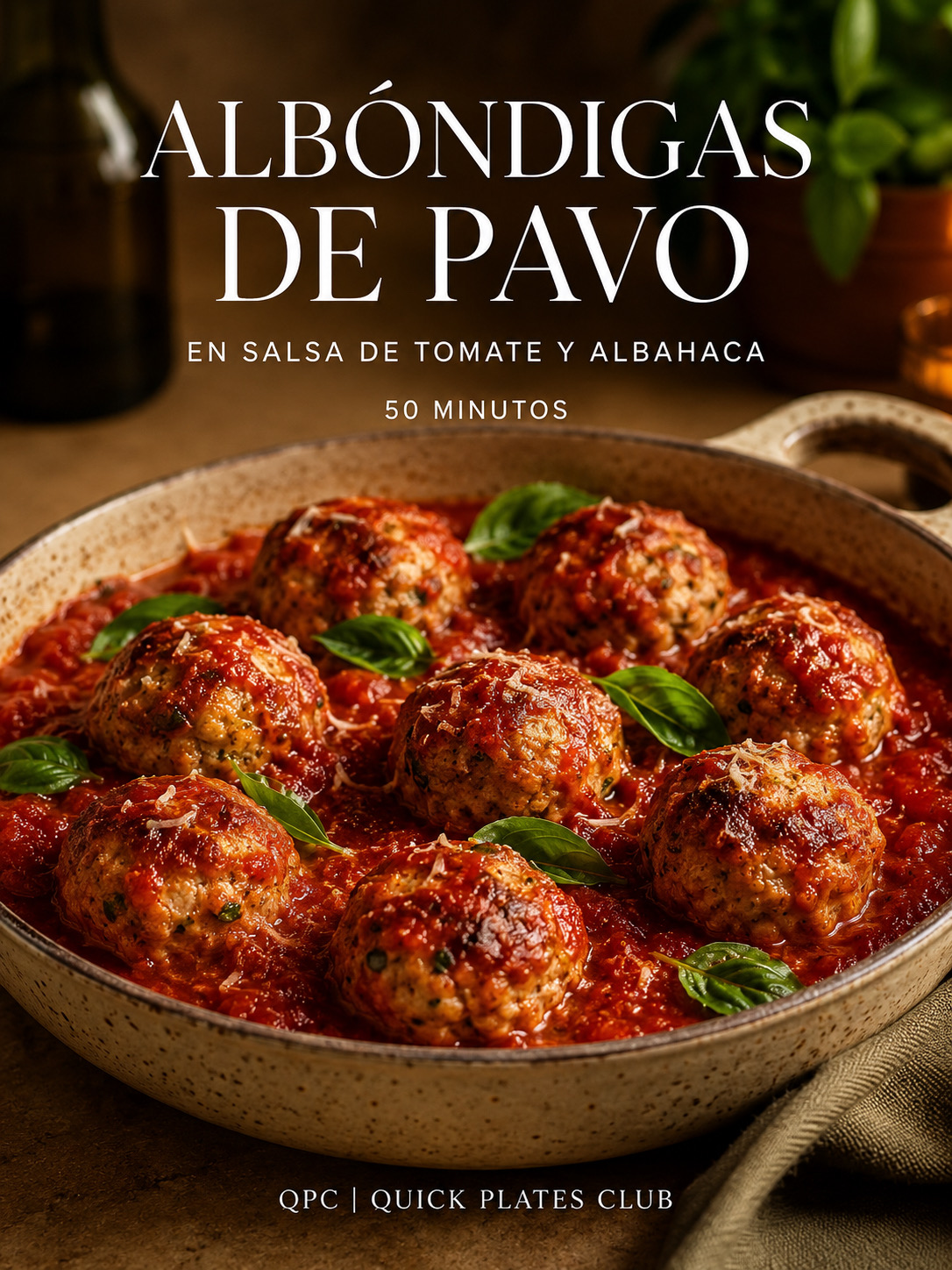 Albóndigas de pavo en salsa de tomate y albahaca