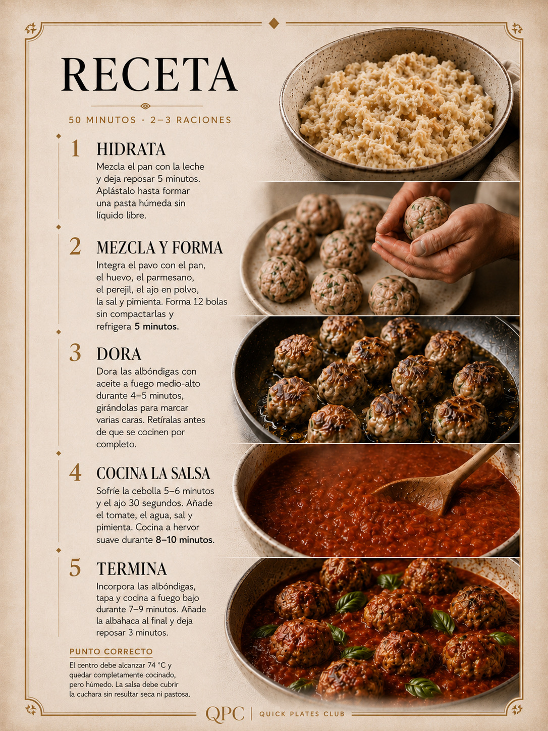Albóndigas de pavo en salsa de tomate y albahaca - receta
