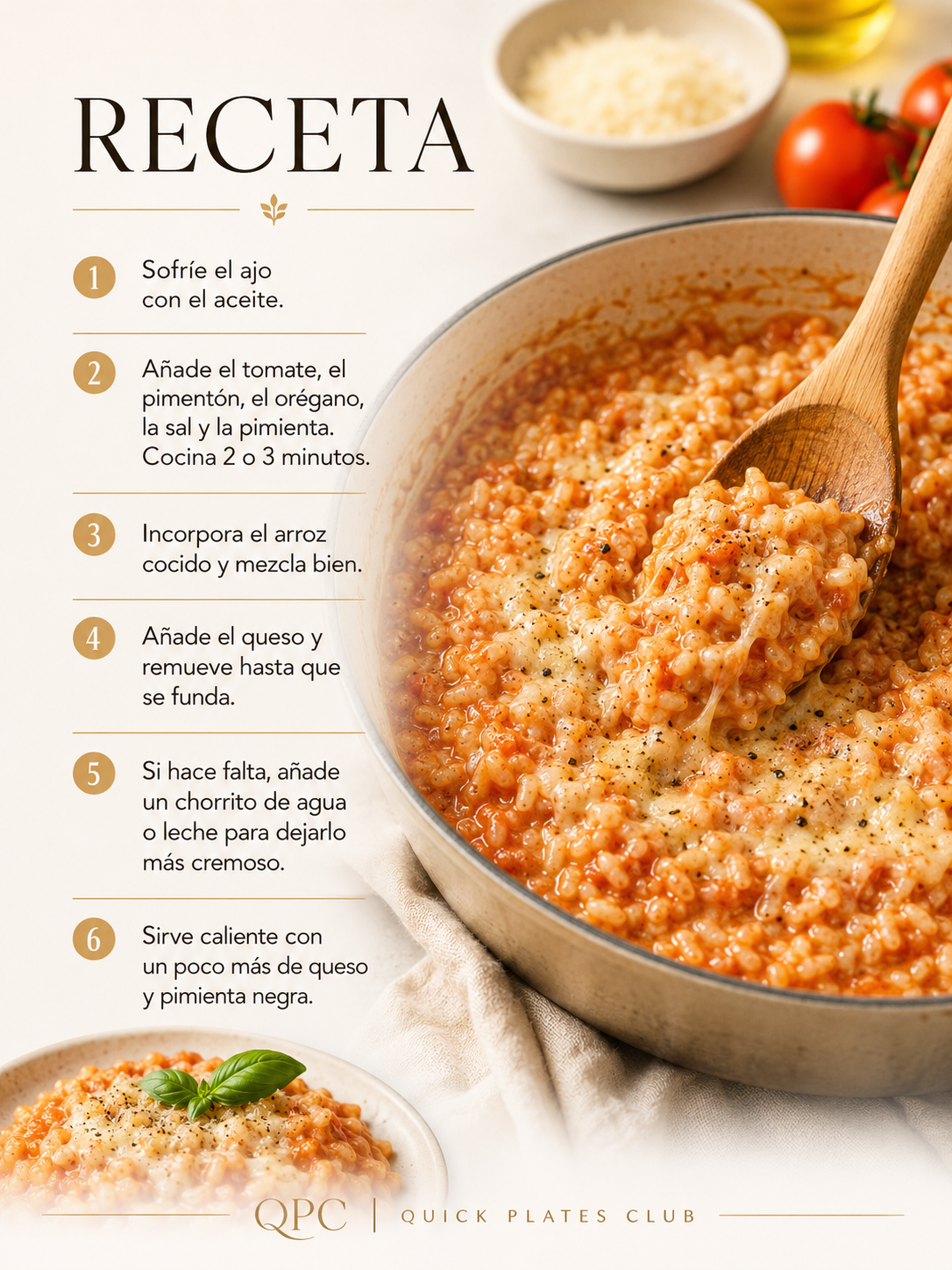 Arroz cremoso de tomate y queso - receta