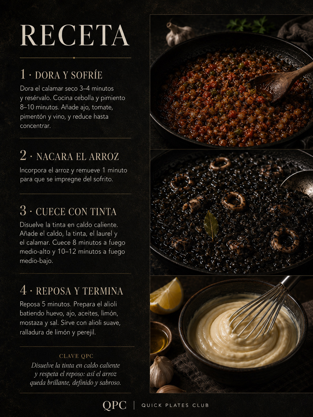 Arroz negro con alioli suave - receta