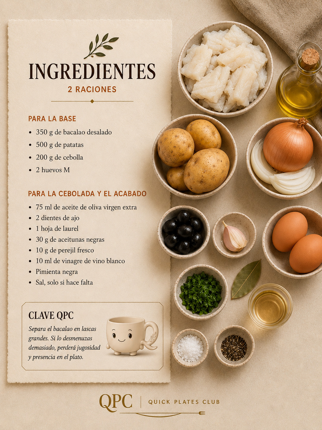 Bacalao a la portuguesa - ingredientes
