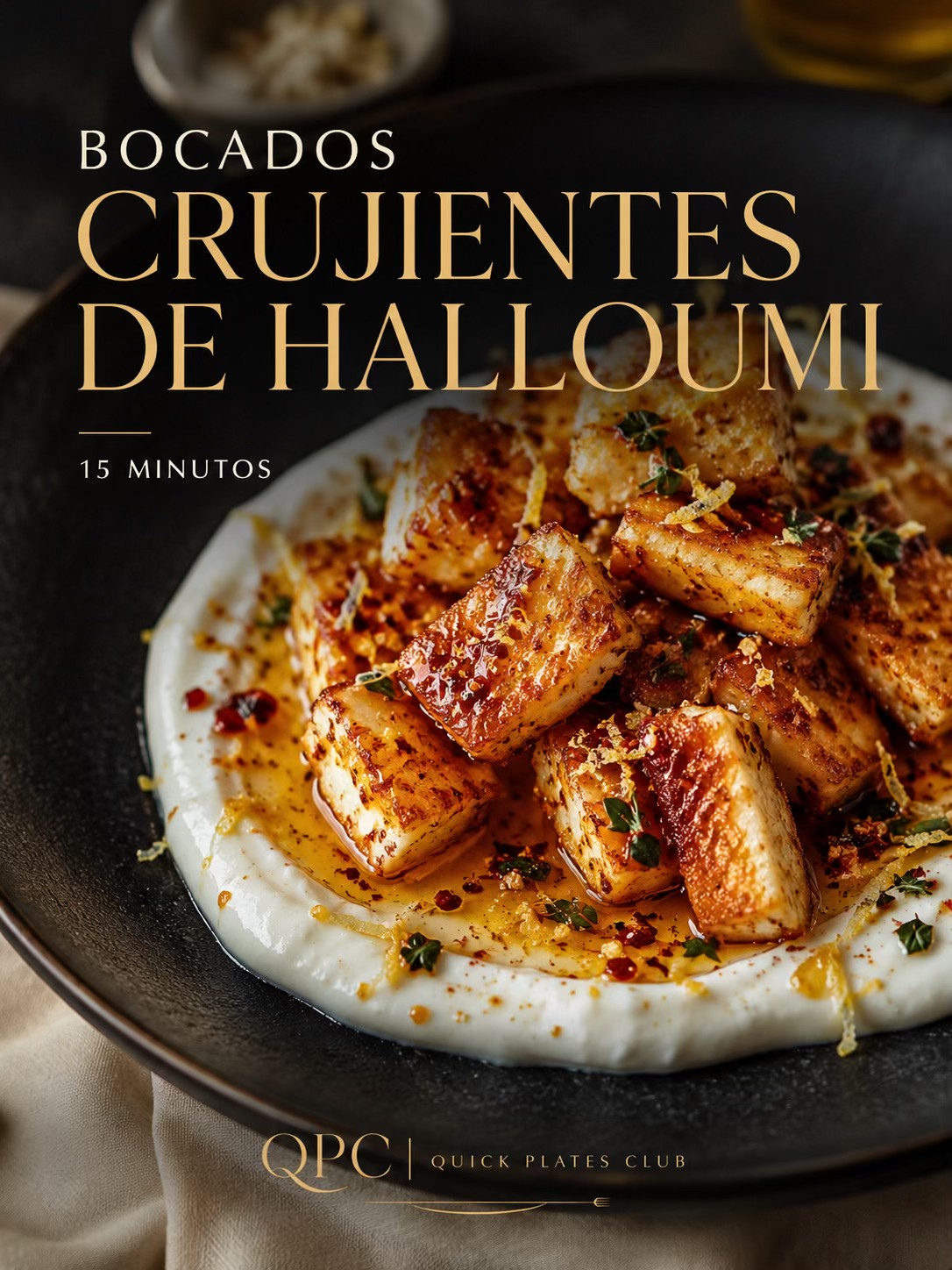 Bocados crujientes de halloumi con miel picante