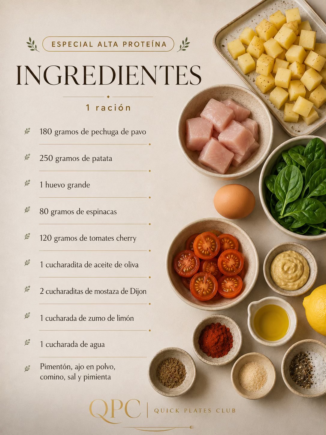 Bowl de pavo y patata dorada | Especial Alta Proteína - ingredientes