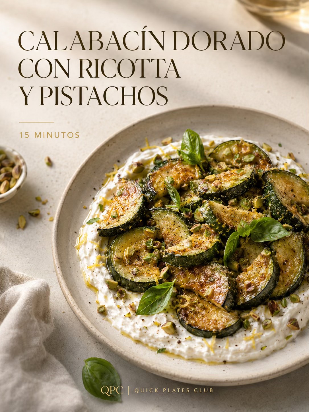 CALABACÍN DORADO CON RICOTTA Y PISTACHOS