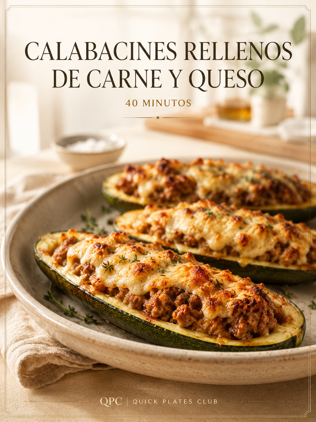 Calabacines rellenos de carne y queso