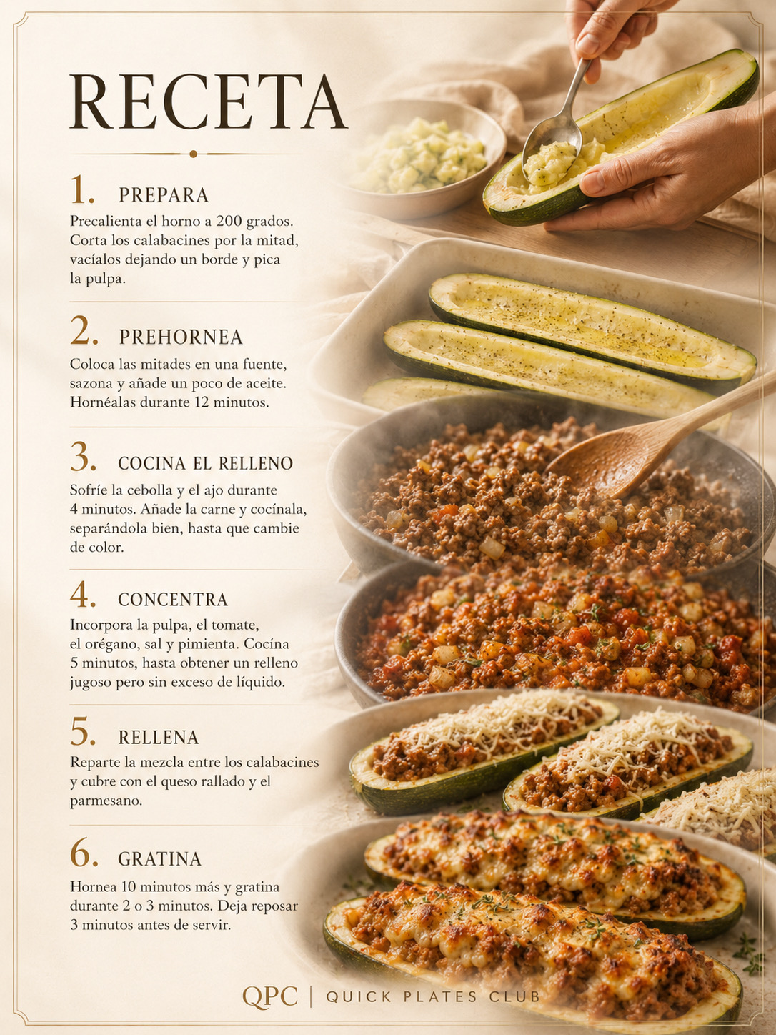 Calabacines rellenos de carne y queso - ingredientes