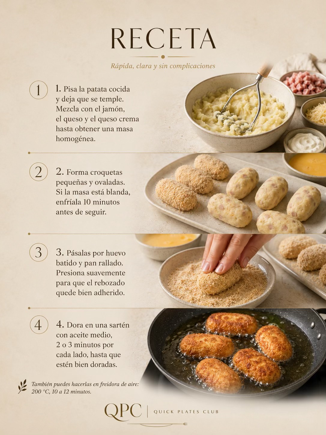 Croquetas rápidas de jamón y queso - receta