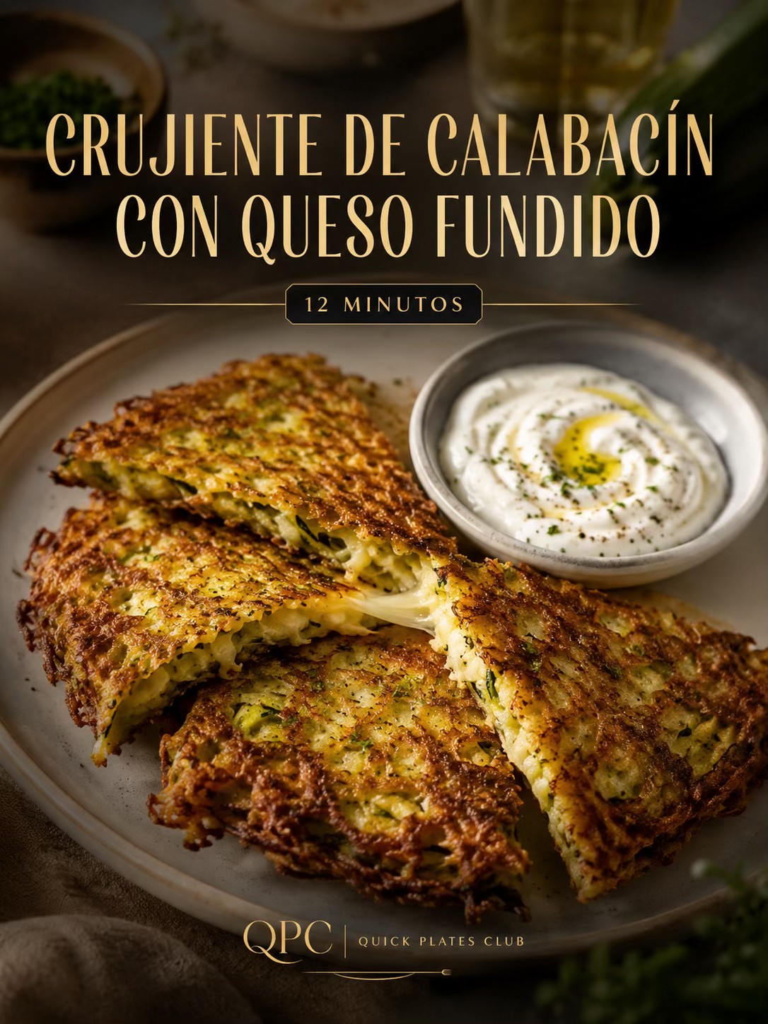 CRUJIENTE DE CALABACÍN CON QUESO FUNDIDO