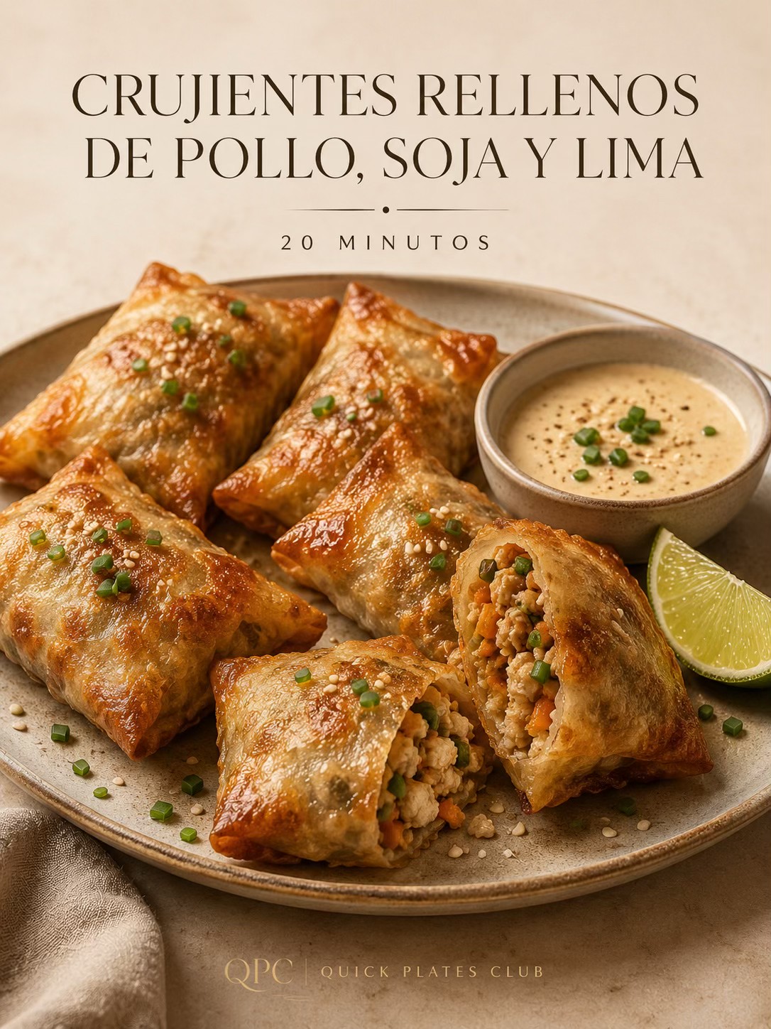 CRUJIENTES RELLENOS DE POLLO, SOJA Y LIMA