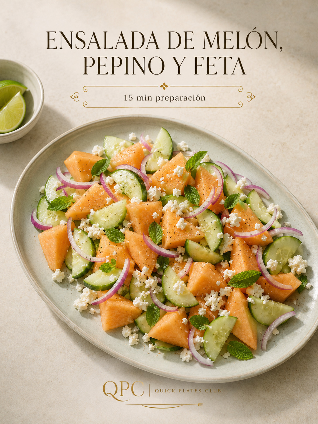Ensalada de melón, pepino y feta