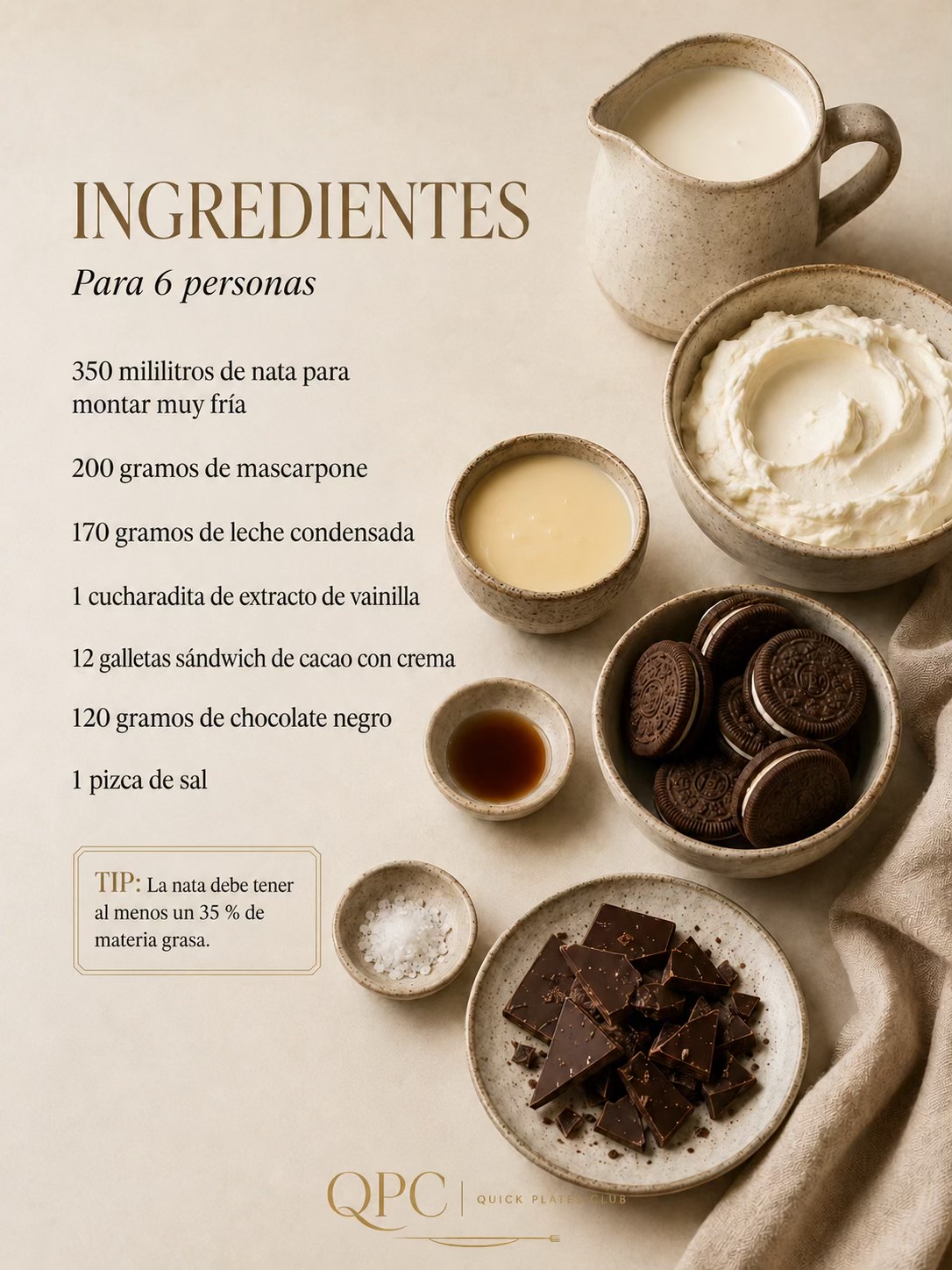 Helado de galleta con chocolate crujiente - ingredientes