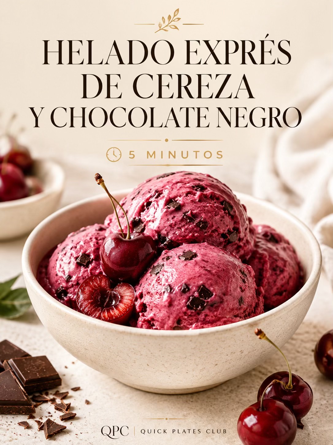 Helado exprés de cereza y chocolate negro