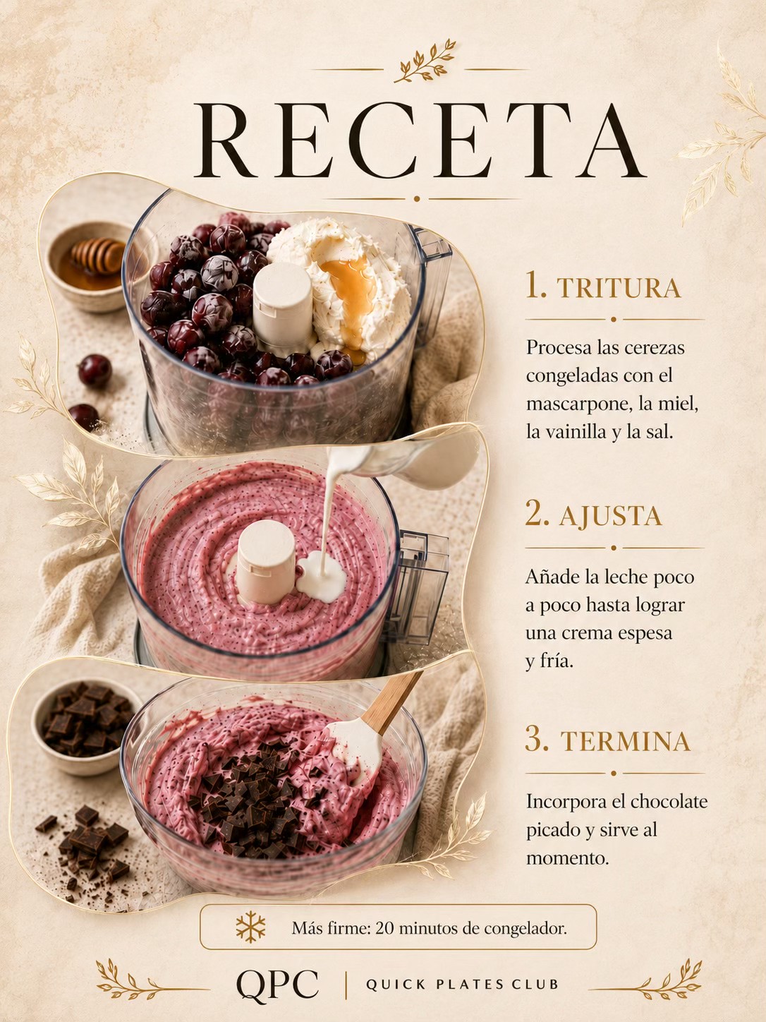Helado exprés de cereza y chocolate negro - receta