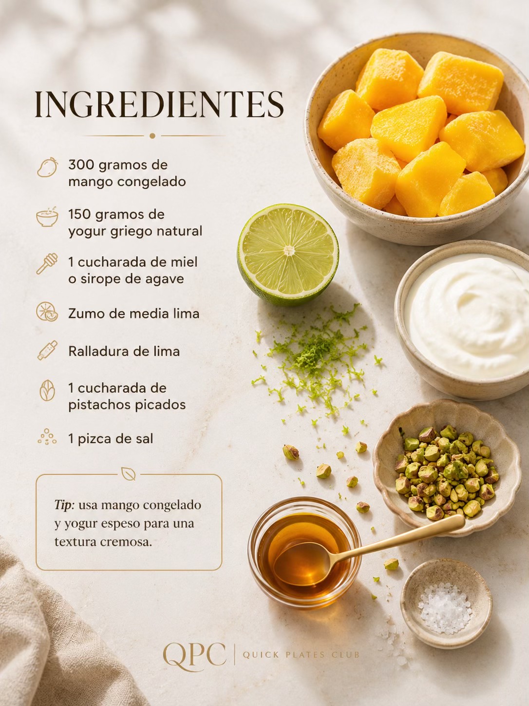 Helado exprés de mango y lima - ingredientes