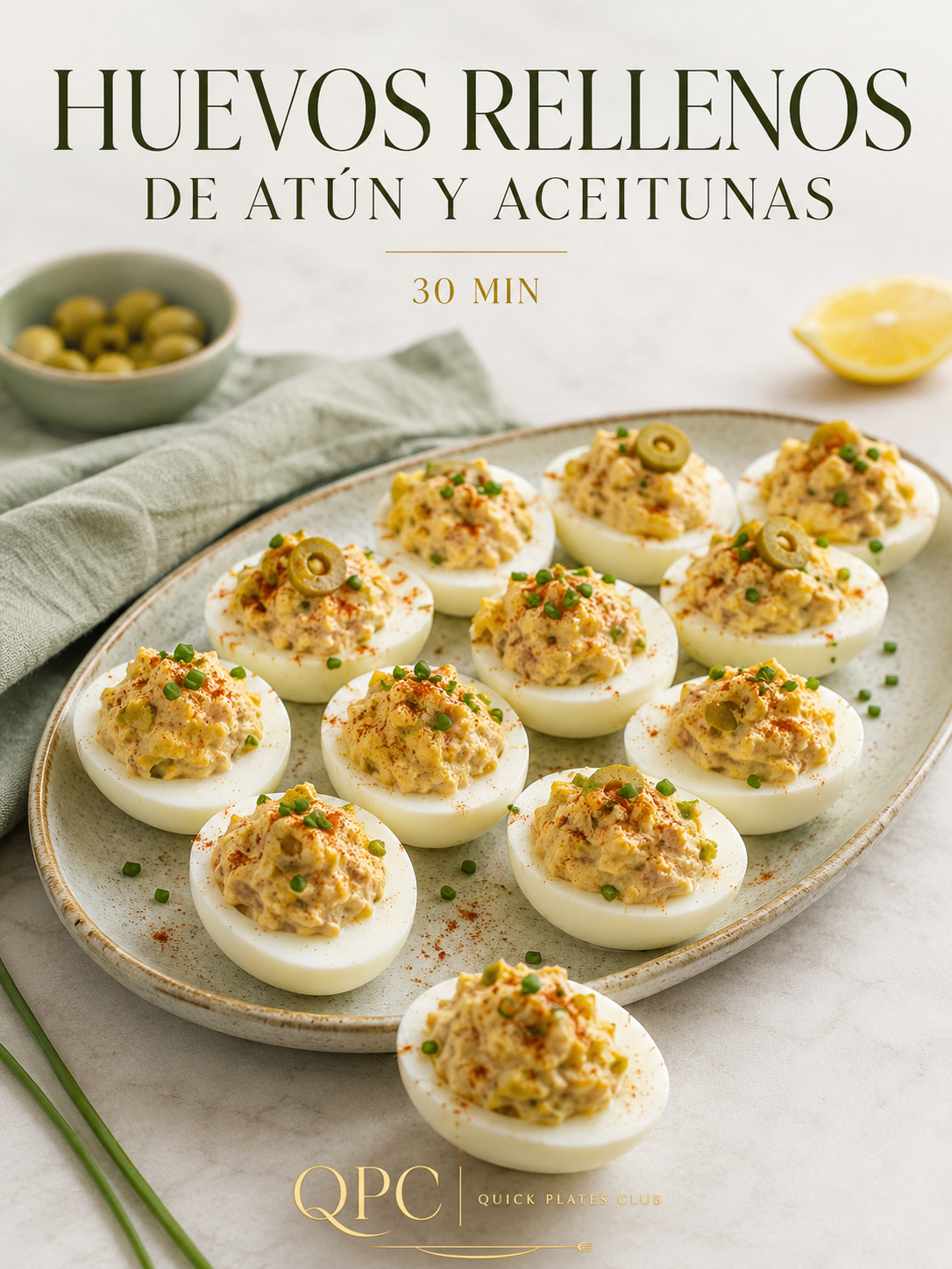 Huevos rellenos de atún y aceitunas