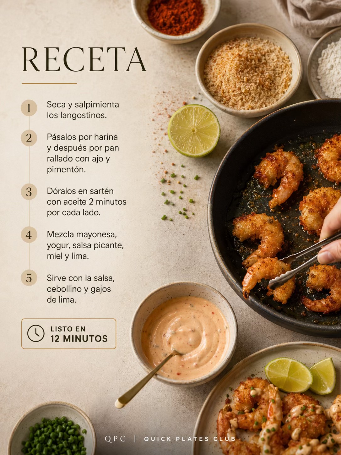 Langostinos crujientes con salsa picante - receta