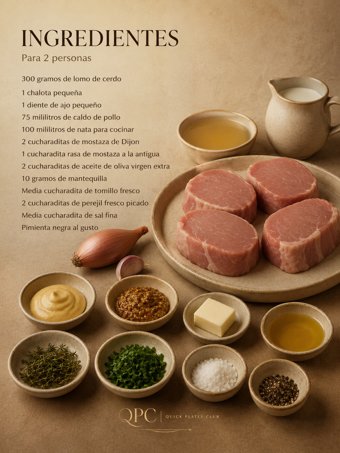 Lomo de cerdo en salsa cremosa de mostaza - ingredientes
