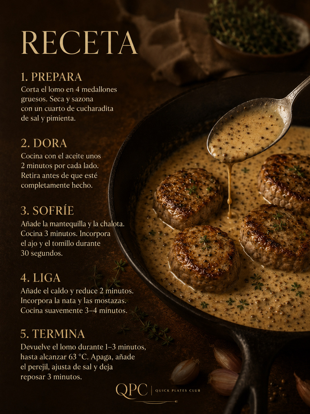 Lomo de cerdo en salsa cremosa de mostaza - receta