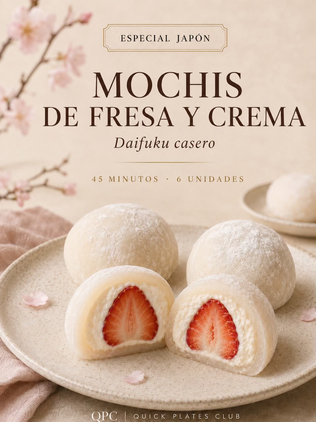 Mochis de fresa y crema