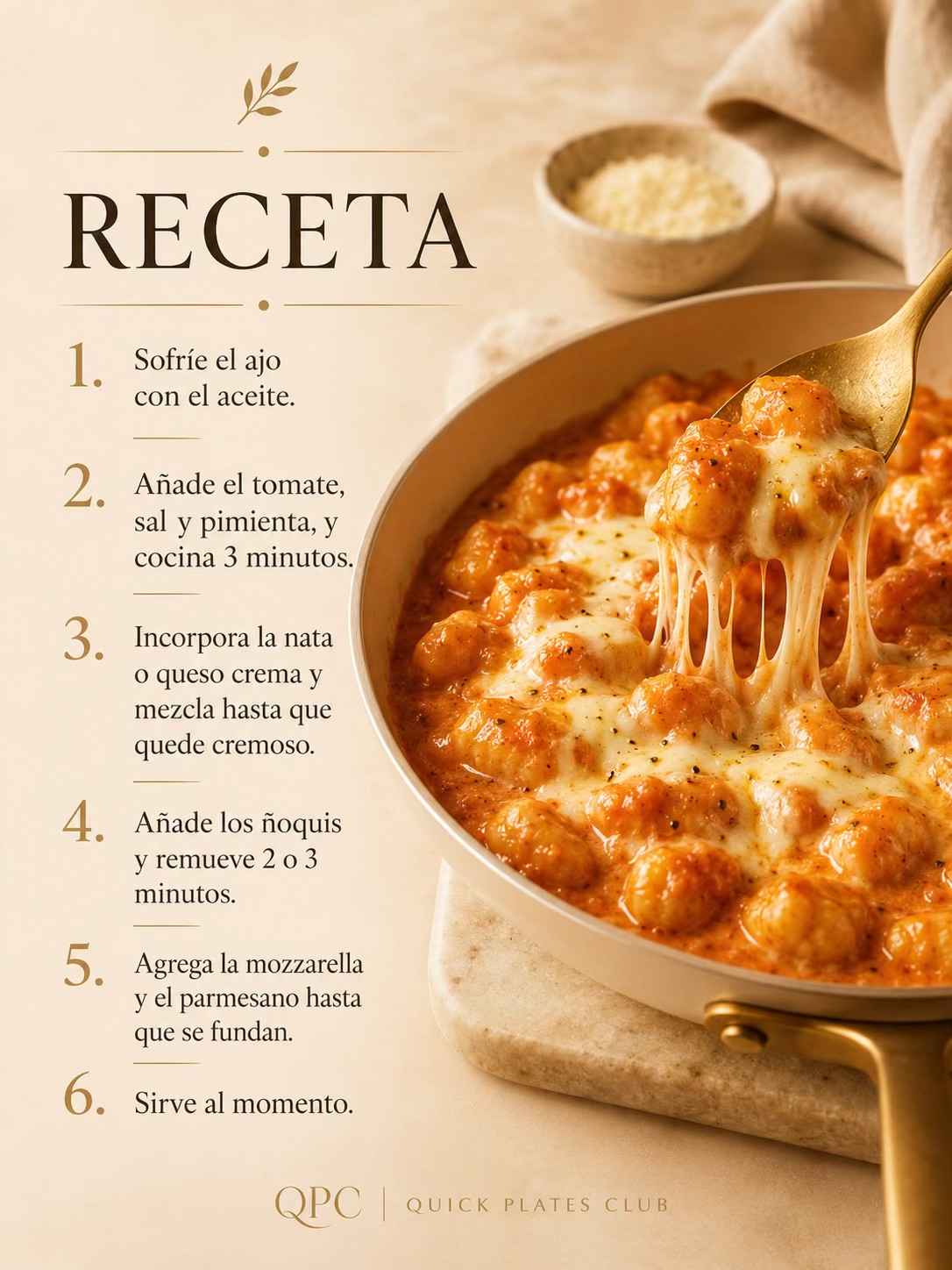 ÑOQUIS CREMOSOS DE TOMATE Y MOZZARELLA - receta
