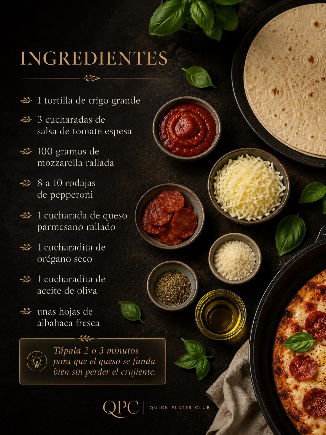 PIZZA CRUJIENTE EN SARTÉN - ingredientes