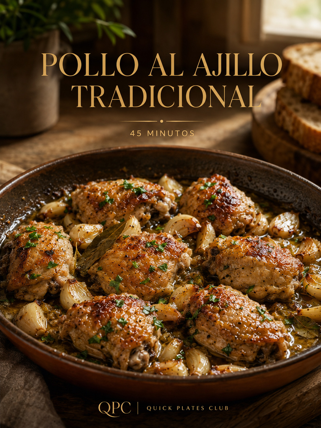 Pollo al ajillo tradicional