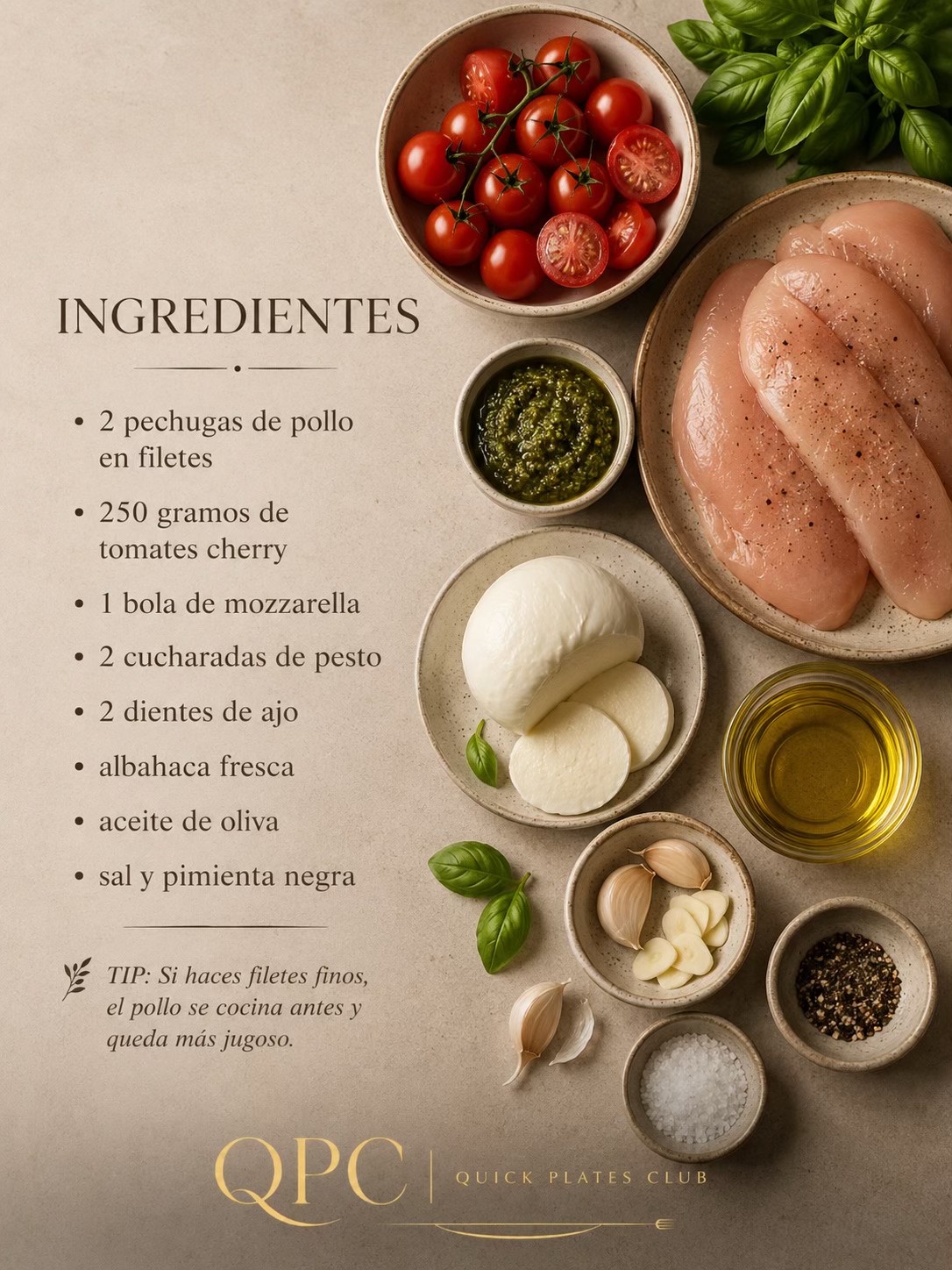 Pollo caprese gratinado en sartén - ingredientes
