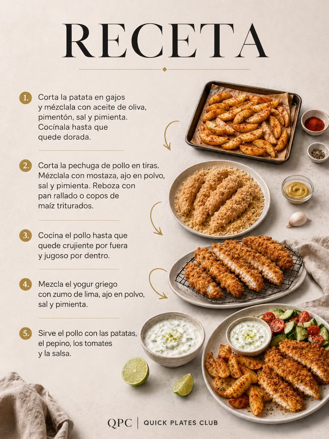 Pollo Crunch Fit con salsa cremosa de yogur - receta