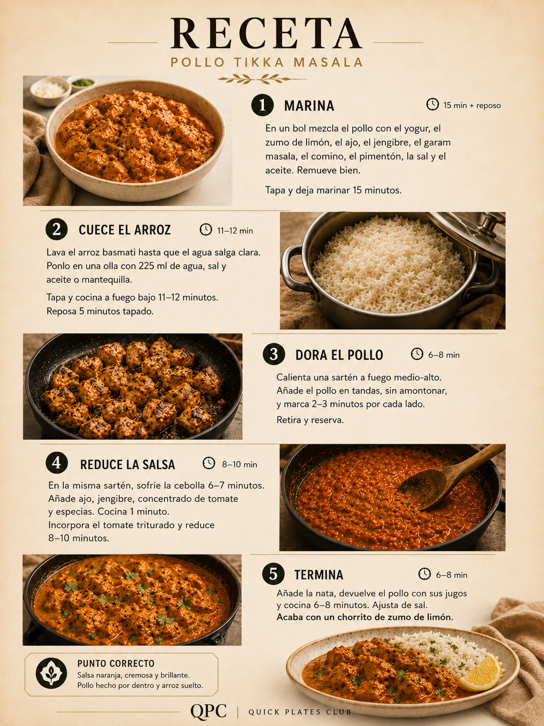 Pollo tikka masala con arroz basmati - ingredientes