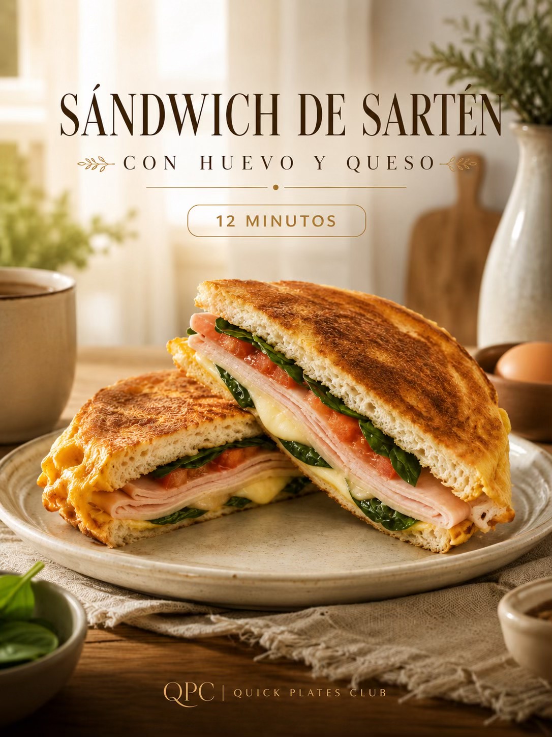 Sándwich de sartén con huevo y queso