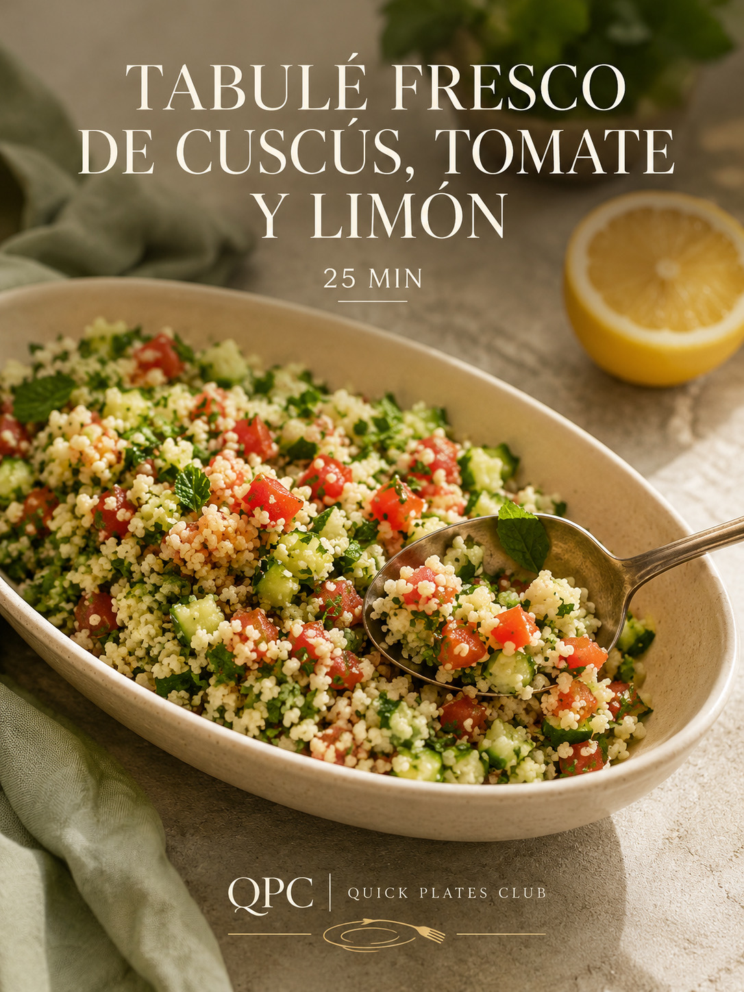 Tabulé fresco de cuscús, tomate y limón