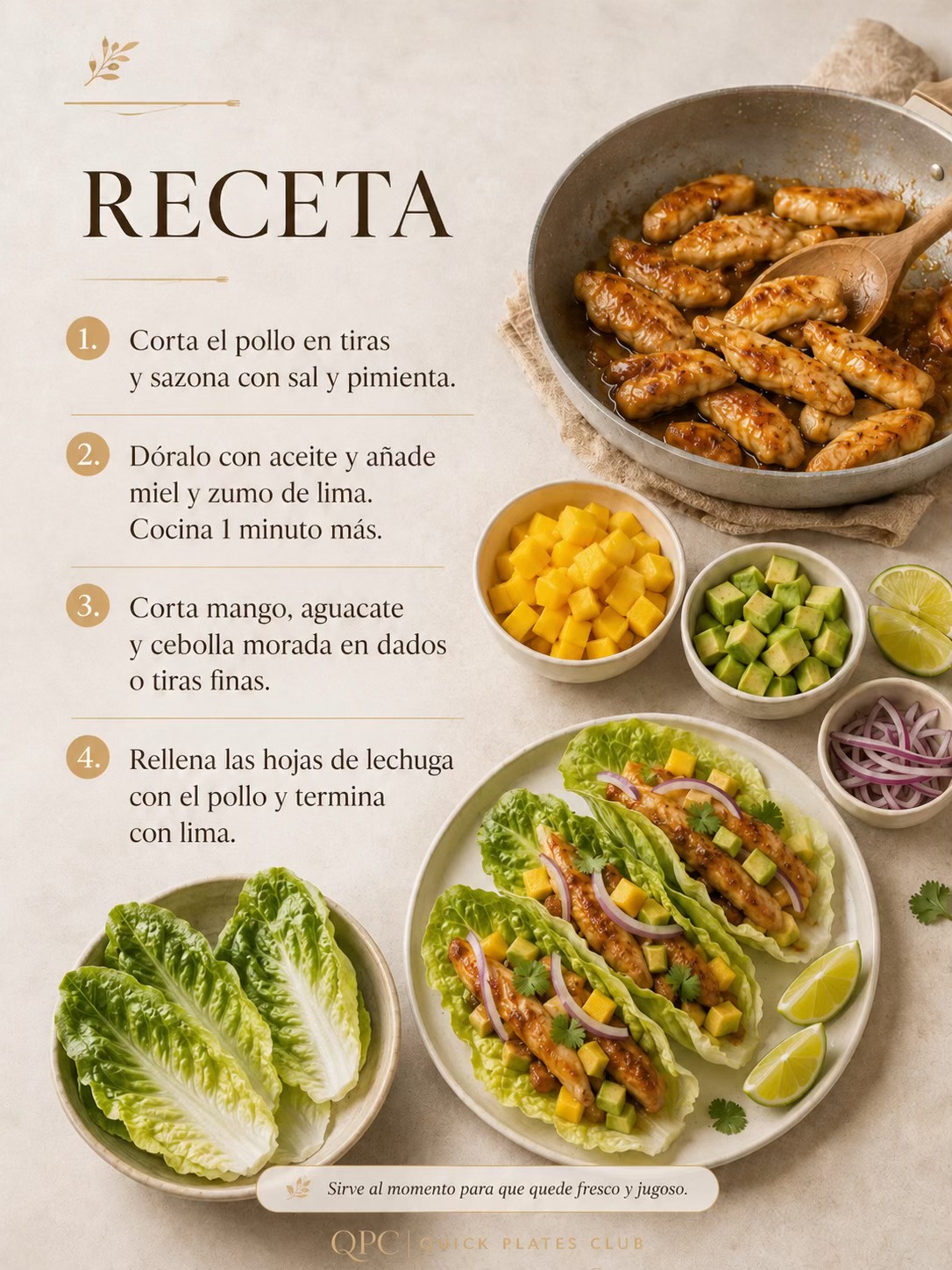 Tacos frescos de pollo, mango y lima - receta