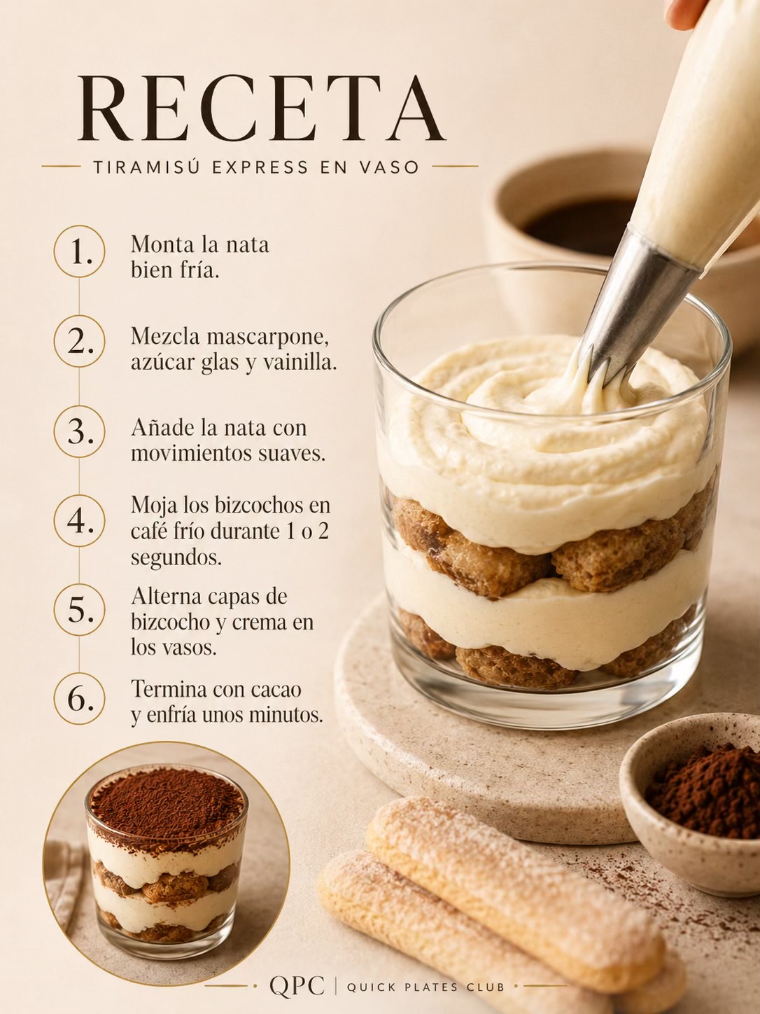 TIRAMISÚ EXPRESS EN VASO - receta