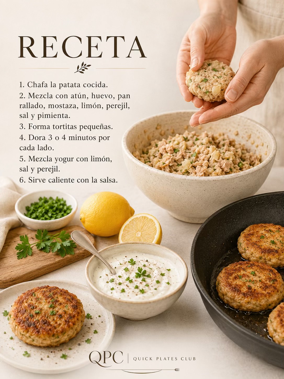 Tortitas doradas de atún en 20 minutos - receta